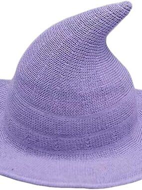 🎃 Unisex Purple Wool Knitted Masquerade Cosplay Costume Halloween Witch Hat